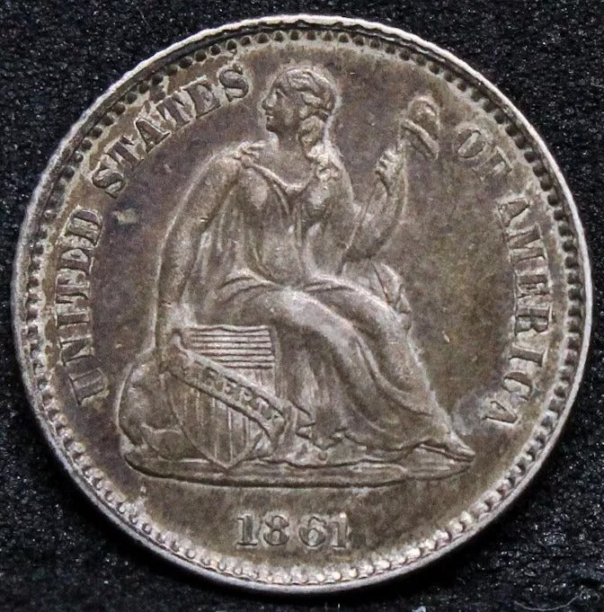 1/2 Dime 1861, United States Silver coin. EF