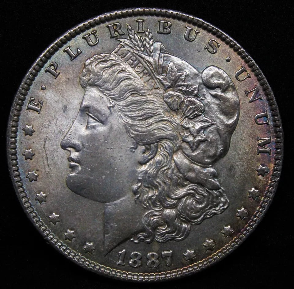 1887 Morgan Dollar $1, United States America Coin, USA Silver Coin. UNC