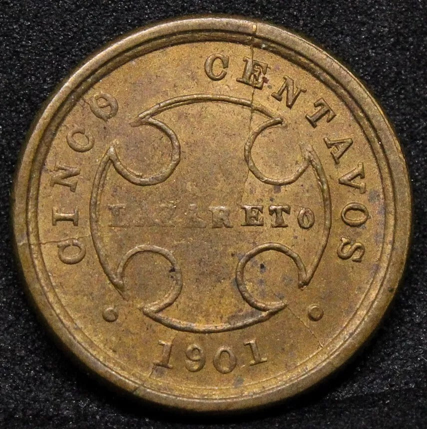 BOGOTA LEPROSARIUM 1901 5 centavos coin KM-L2