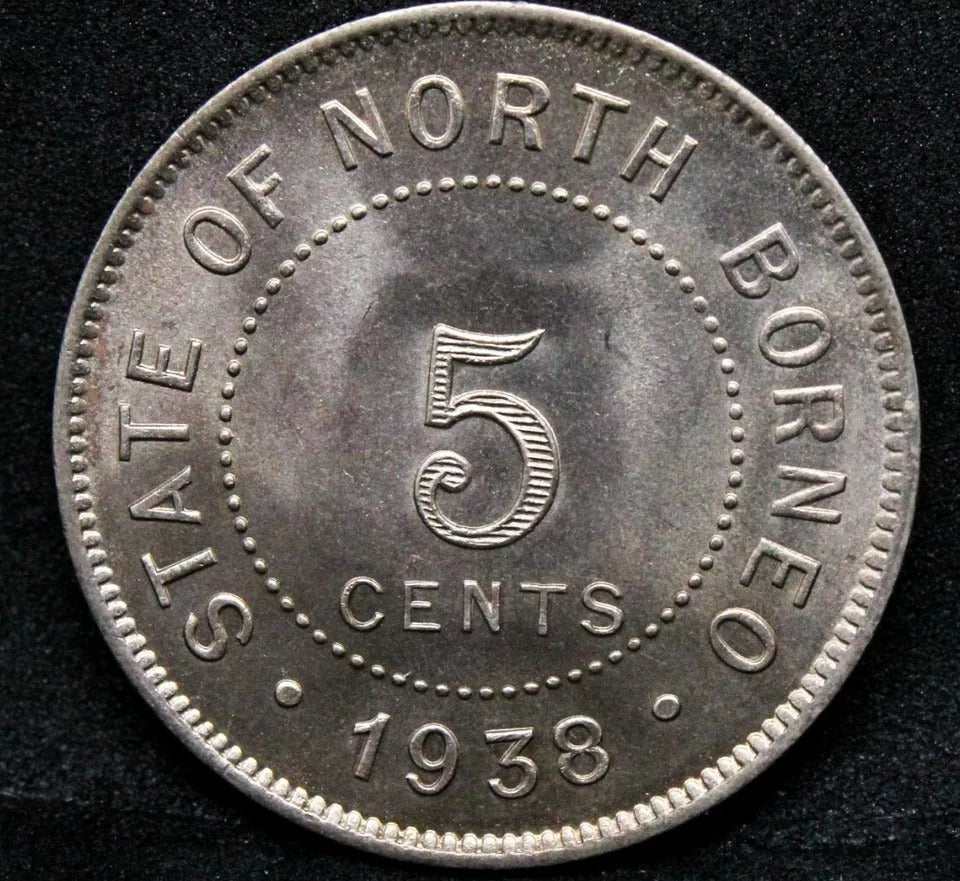 1938-H British North Borneo 5 Cents, KM 5 BU. 500k mintage