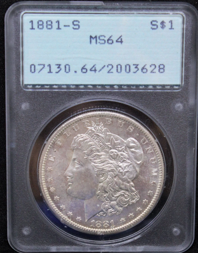 1881-S Morgan Dollar $1, United States America , U.SA . PCG.S Rattler MS64 SOLD..