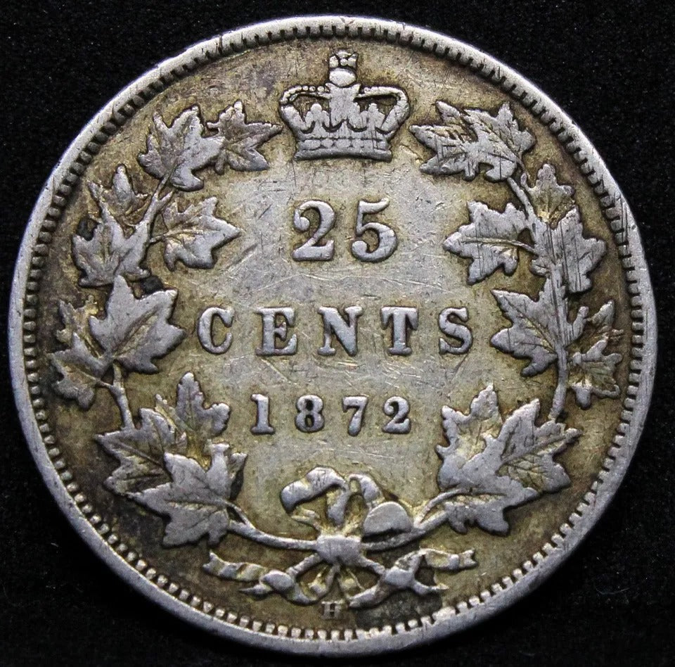 25 cents 1872-H, Canada Queen Victoria. KM-5