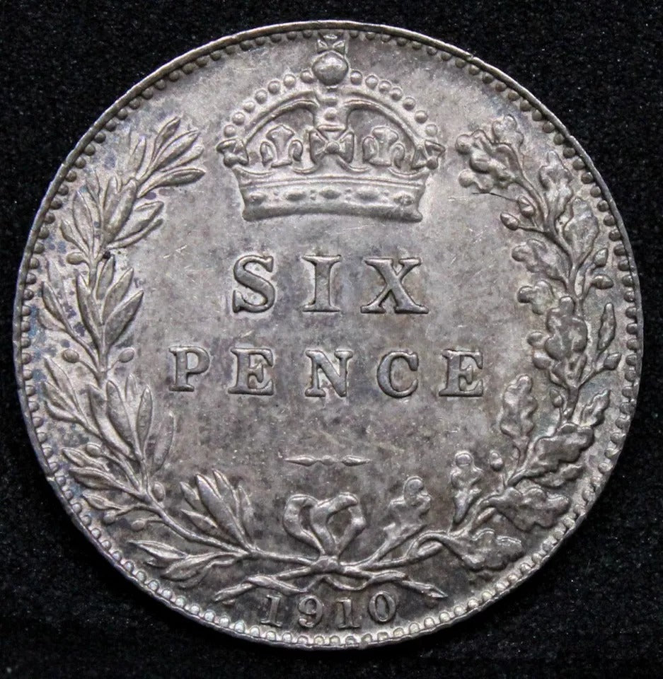1910 6 Pence , United Kingdom Edward VII Silver coin. S.3983. UNC