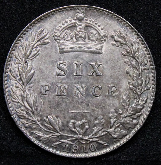 1910 6 Pence , United Kingdom Edward VII Silver coin. S.3983. UNC
