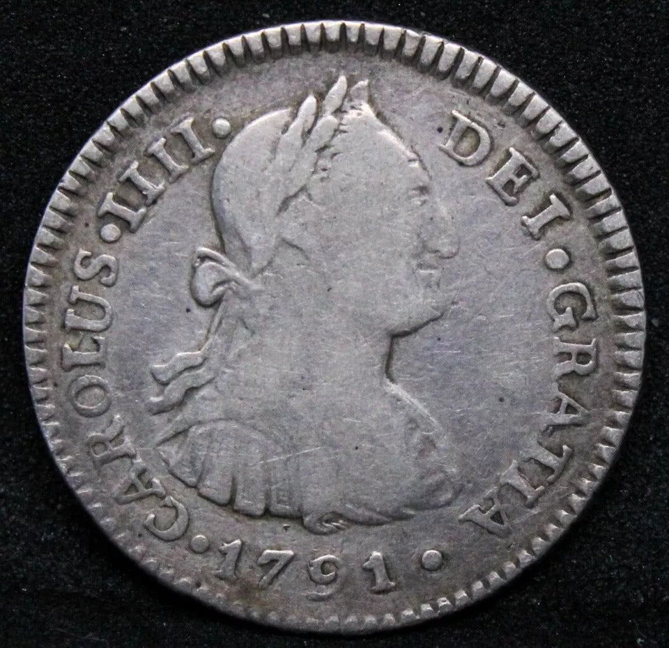 1 Real 1791 Colonial Guatemala Mint. Charles IV. KM-54. VF