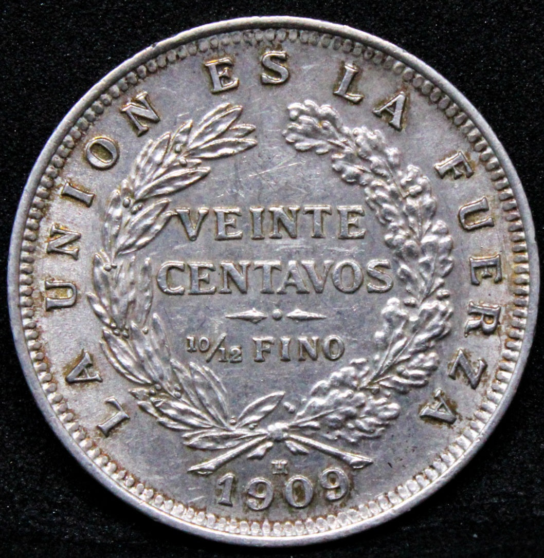 1909 bolivia 20 Centavos. KM-176. UNC
