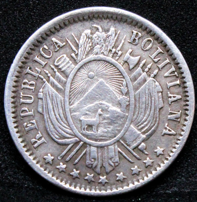 1873 10 Centavos, Bolivia. KM-158.1