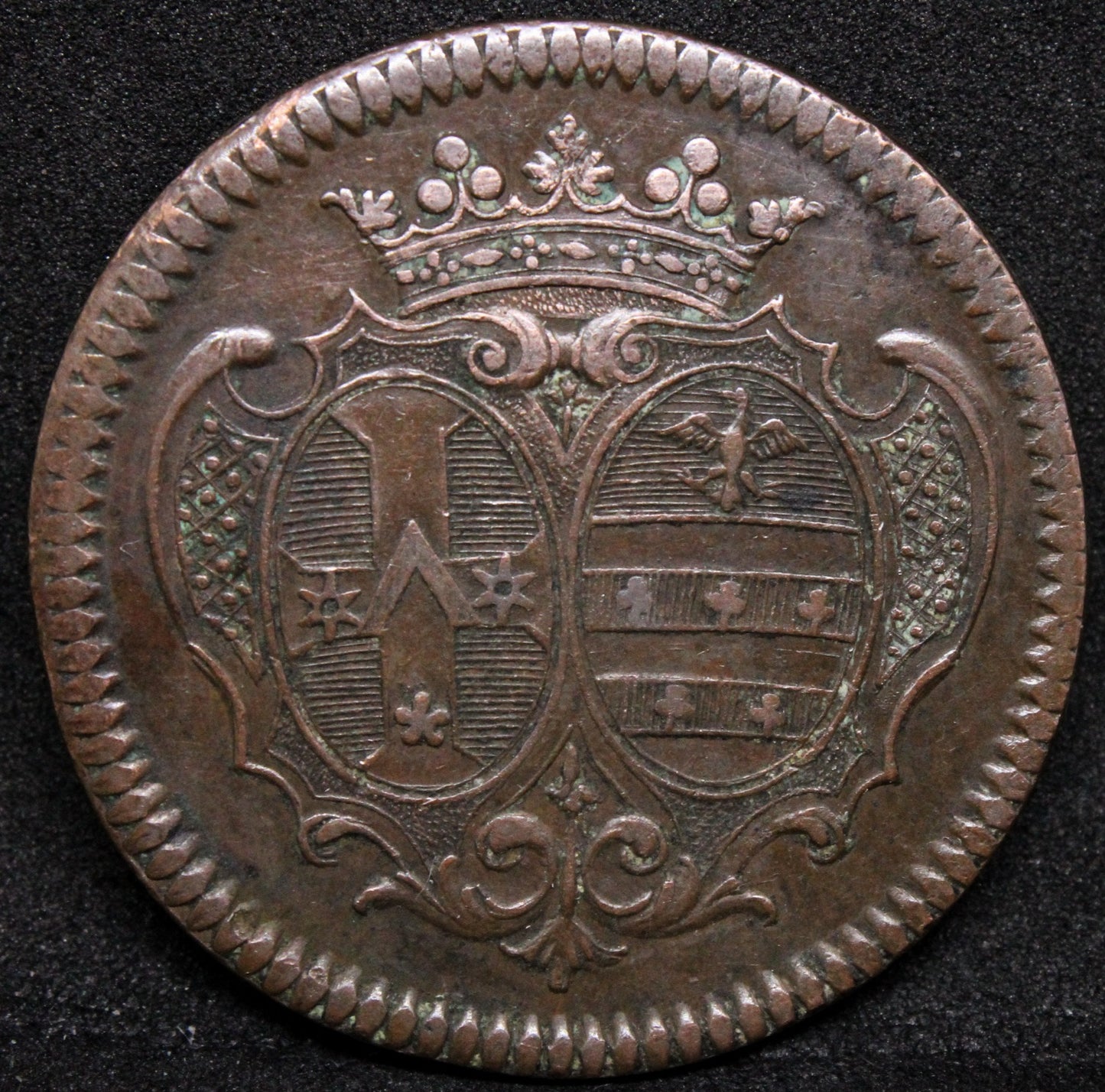 French Token of nobility - Charles-Étienne Le Pelletier and Catherine-Suzanne de Cotte n.d.. In copper