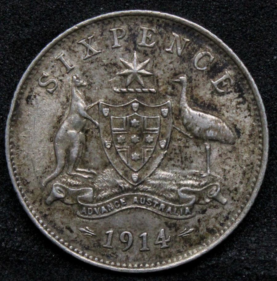1914 6 Pence. Australia King George V. KM-25. VF