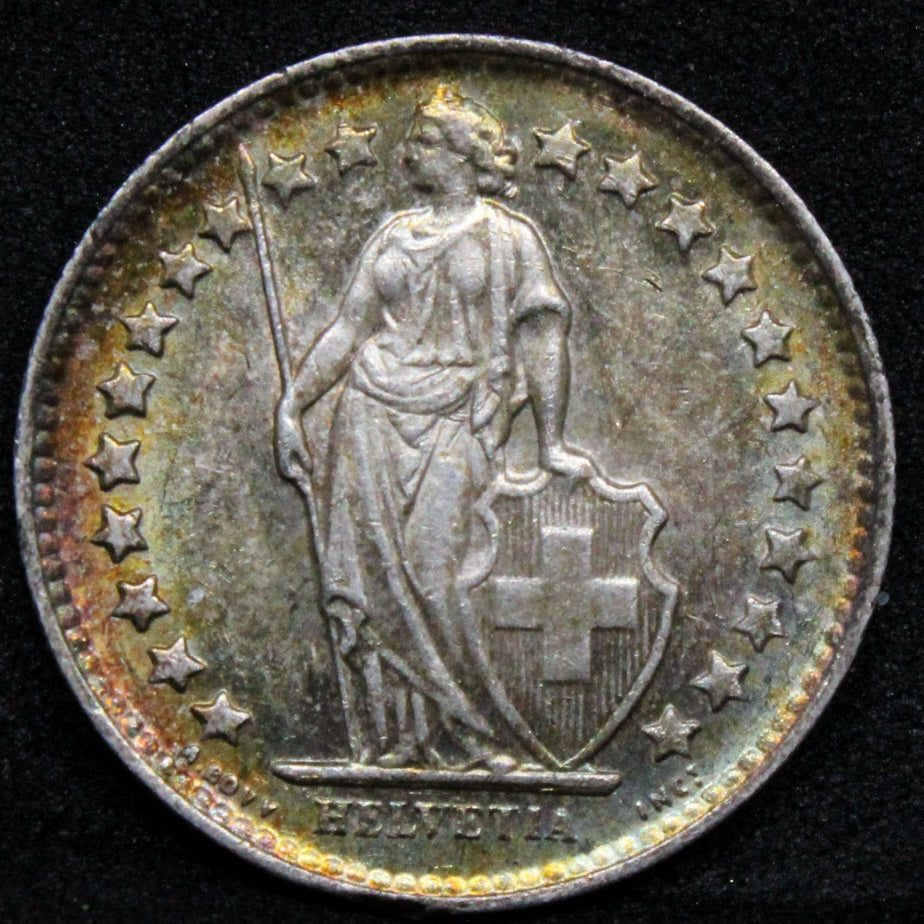 1950 Switzerland 1/2 Franc KM# 23 UNC+ Colour