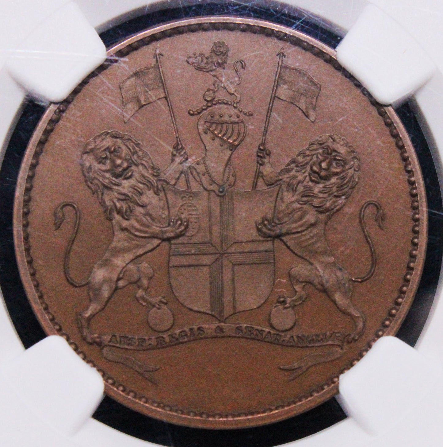 1821 proof 1/2 penny St Helena. KM-A4. NGC Graded PF65 BN(origional proof not restrike)
