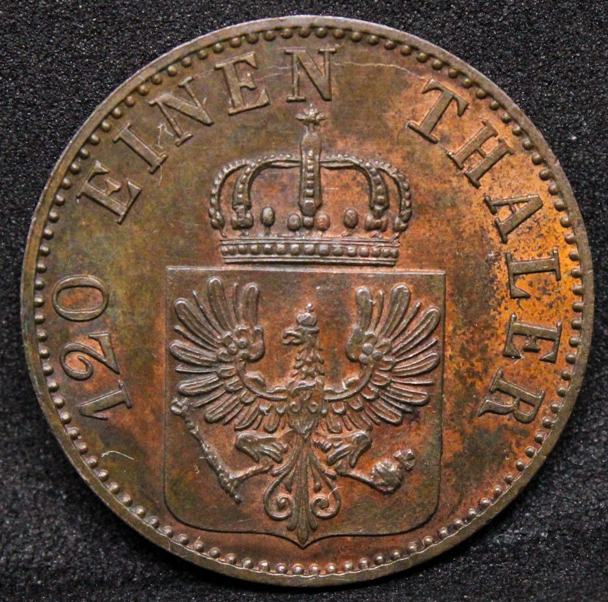 1862- A 3 Pfennigs William I. Prussia Copper coin. KM-482 UNC
