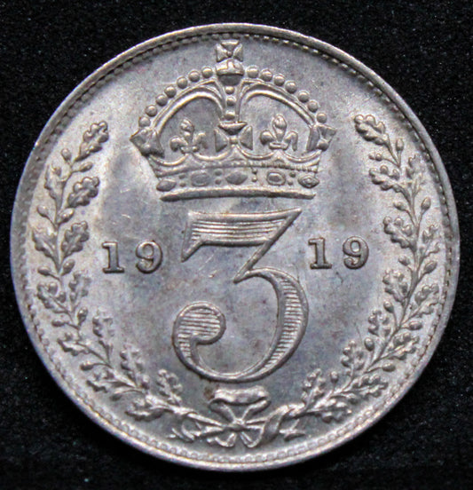 1919 3 pence, George V. S.4011 UNC
