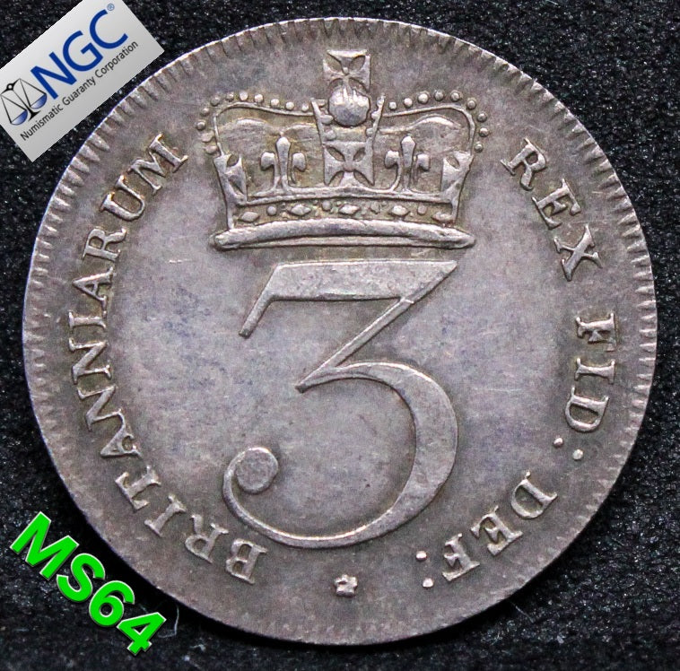 1817 G.BRITAIN 3 PENNY MAUNDY .NGC MS 64
