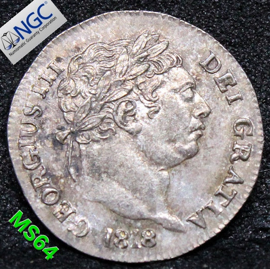 1818 G.BRITAIN PENNY MAUNDY .NGC MS 64