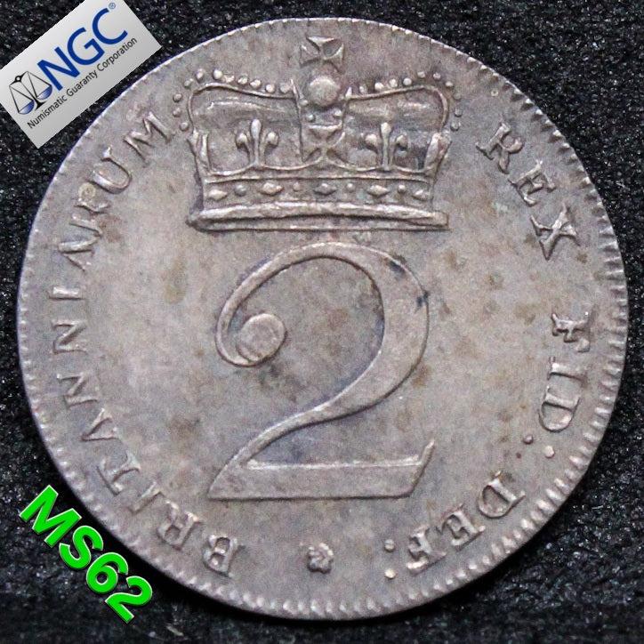 1817 G.BRITAIN 2 PENNY MAUNDY George III .NGC MS 62