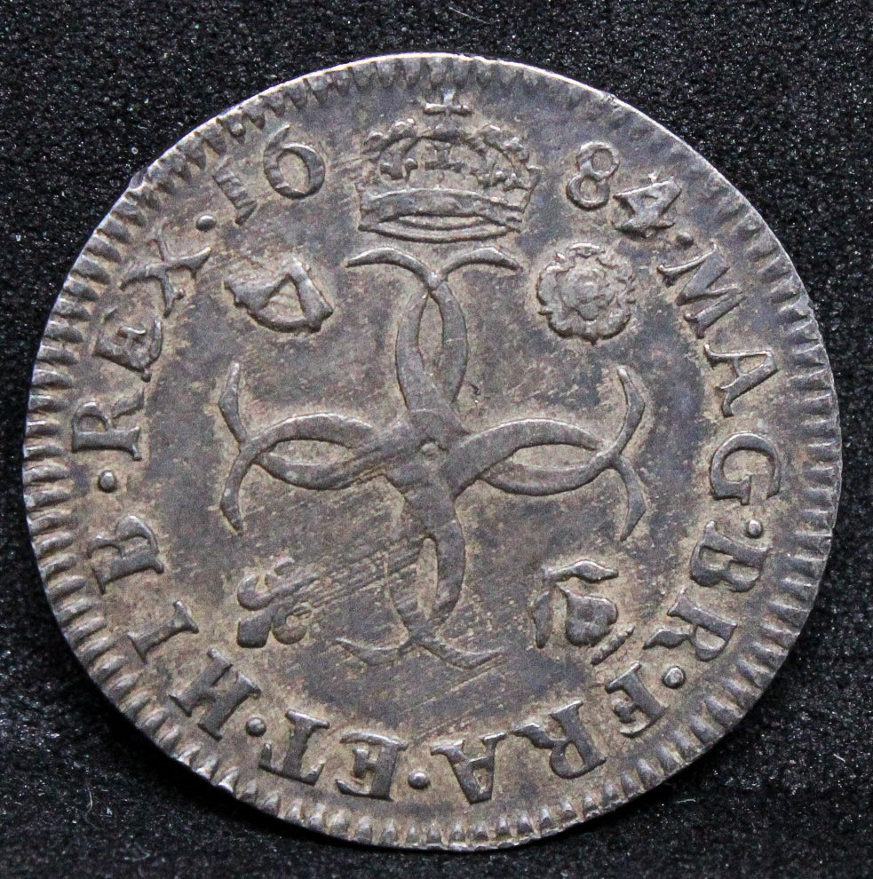 1684/3 Maundy 4 pence, Charles II. Rare overdate. S.3384