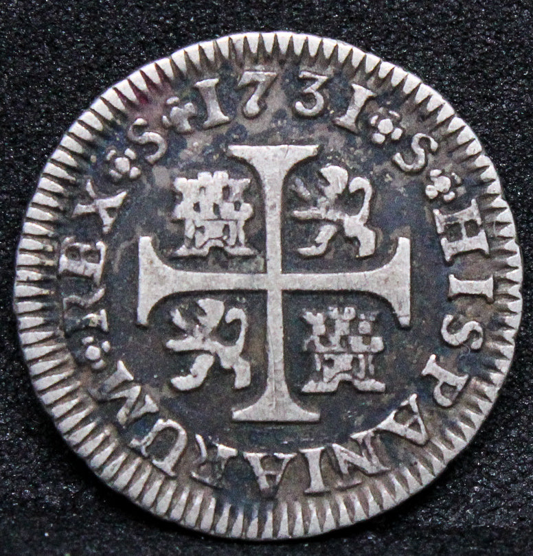1731 1/2 REAL, Spain, FELIPE V SEVILLA mint PA