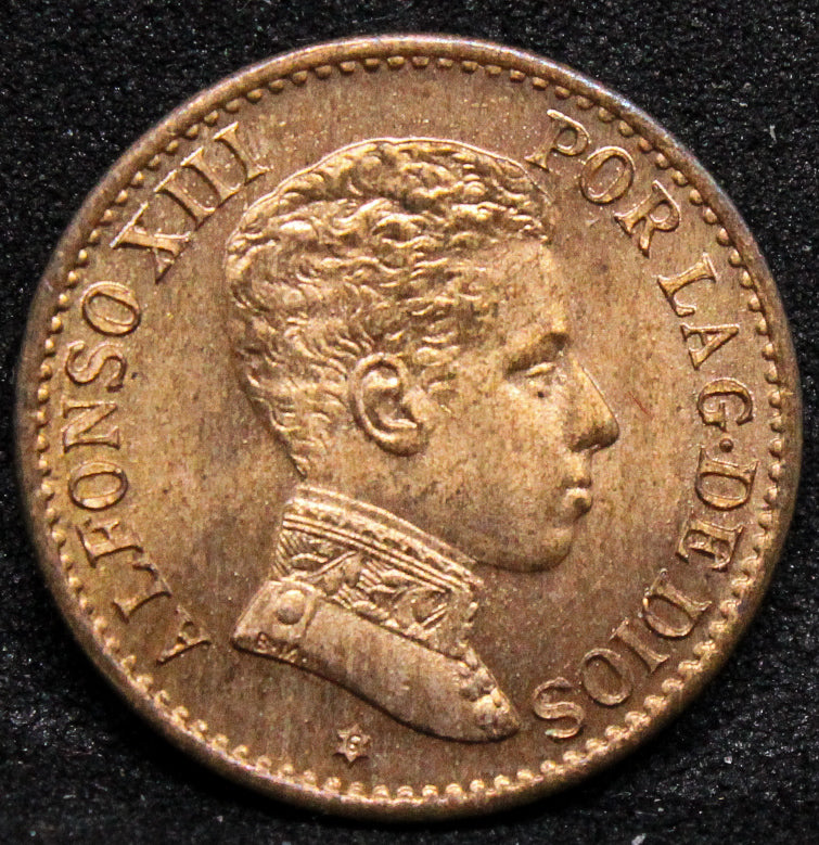 1906(6) SLV SPAIN 1 CENTIMO .NGC MS 65 RB TOP POP
