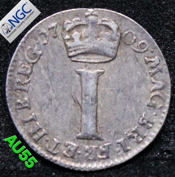 1709 G.BRITAIN PENNY MAUNDY Queen Anne. S.3598 NGC AU 55