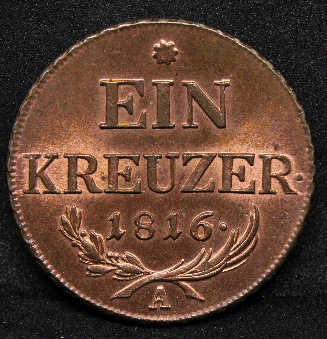 1816-A AUSTRIA 1 KREUZER .NGC MS 65 RB SOLD..