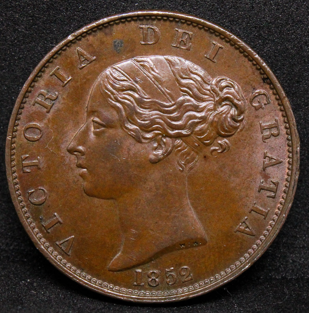 1852 G.BRITAIN 1/2 PENNY Queen Victoria .NGC MS 64 BN, top pop