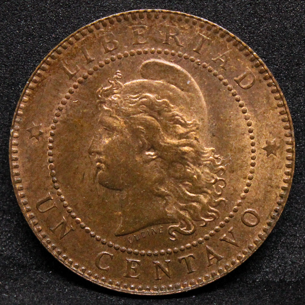 1884 ARGENTINA 1 CENTAVOS .NGC MS 64 RB