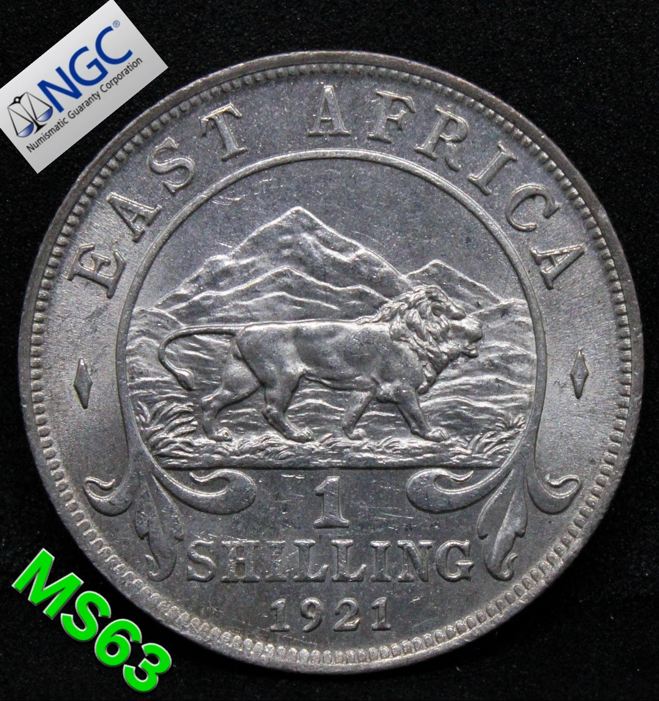 1921 EAST AFRICA 1 SHILLING George V. NGC MS 63 TOP POP
