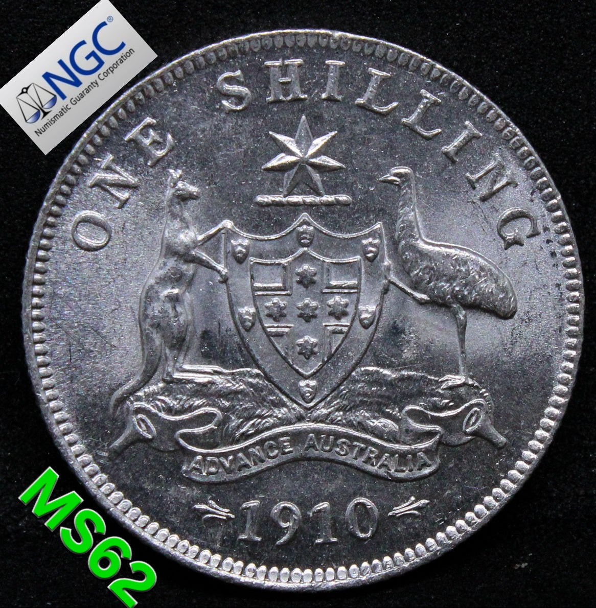 1910 AUSTRALI.A 1 SHILLING Edward VII.NG.C MS 62 SOLD..