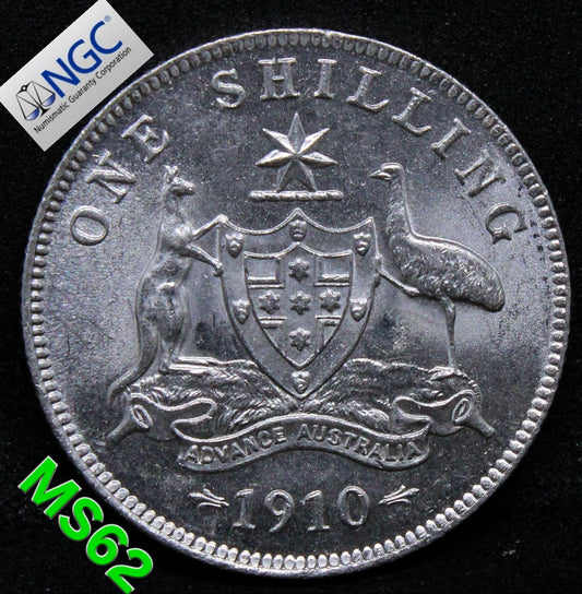 1910 AUSTRALI.A 1 SHILLING  Edward VII.NG.C MS 62 SOLD..