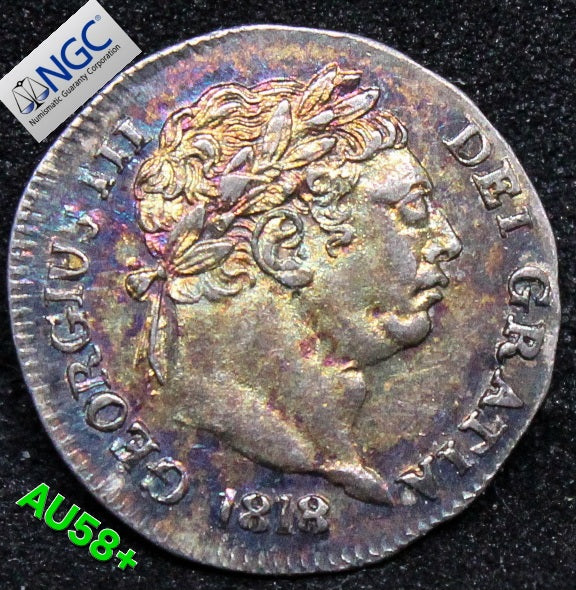 1818 G.BRITAIN PENNY MAUNDY .NGC AU 58+