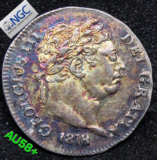 1818 G.BRITAIN PENNY MAUNDY .NGC AU 58+