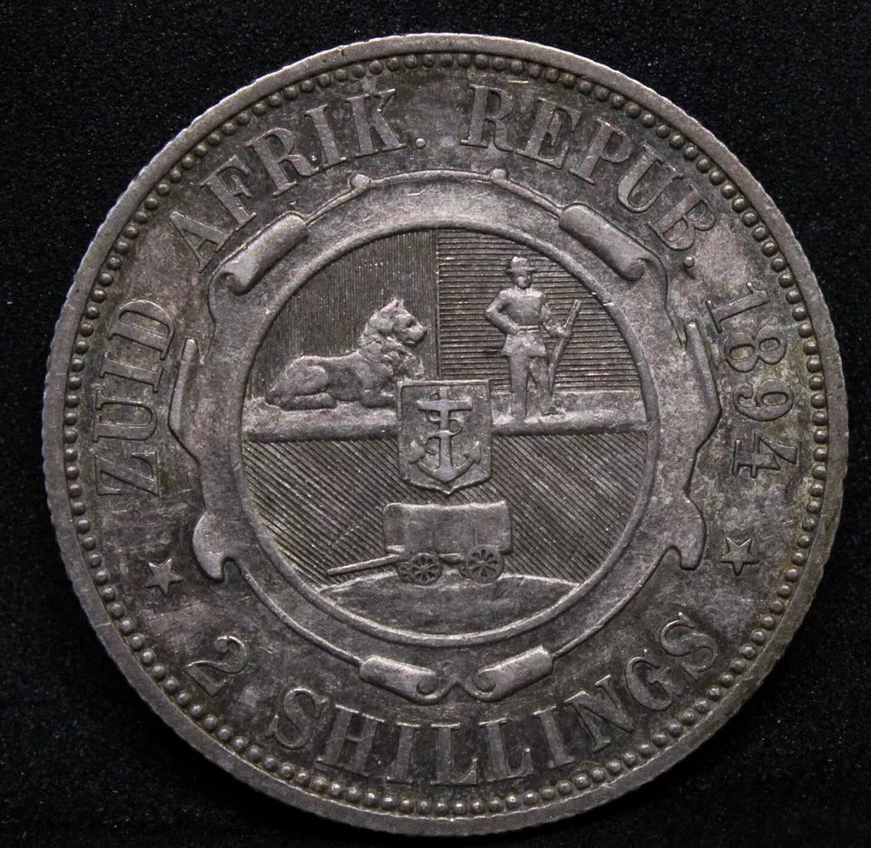 2 Shillings 1894. South Africa Republic. KM-6 EF/AU,rare date