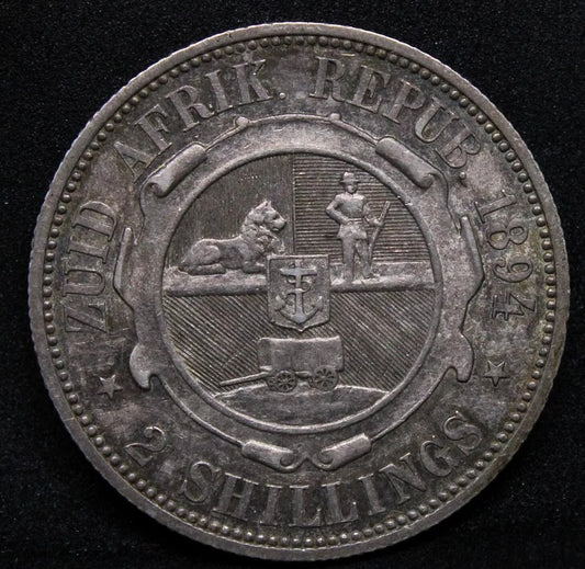 2 Shillings 1894. South Africa Republic. KM-6 EF/AU,rare date