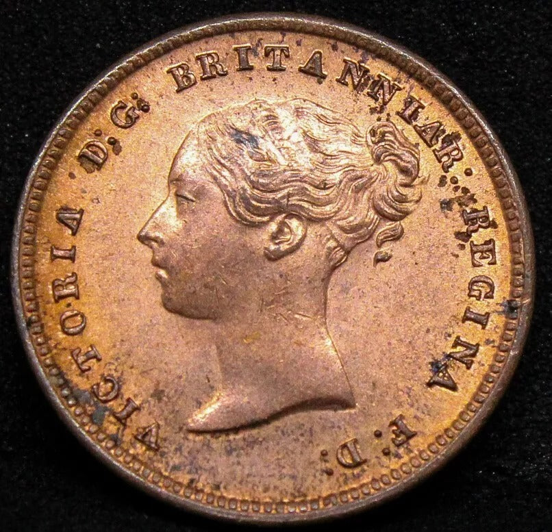 1844 1/2 farthing, Victoria young head colonial coinage UNC+lustre