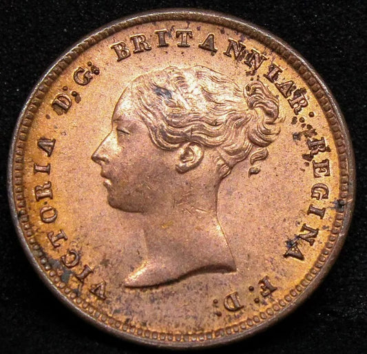 1844 1/2 farthing, Victoria young head colonial coinage UNC+lustre
