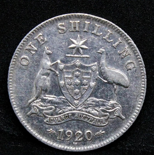 1920-M Shilling, Australia George V Silver Coin KM-26 nEF Melbourne Mint