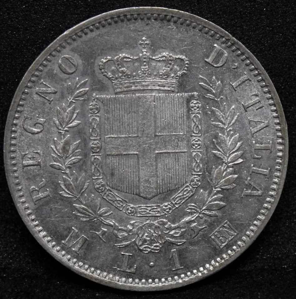 1 Lira 1863 M BN, Italy Vittorio-Emanuele II. KM-5a. UNC