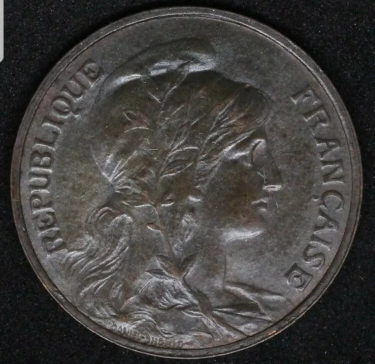1907 5 Centimes - France UNC, high grade chocolate tone