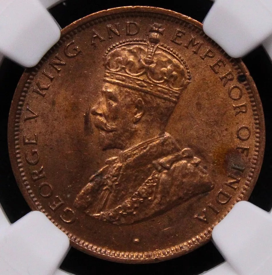 1 cent 1912, Ceylon George V. KM-107. UNC NGC MS62 RB