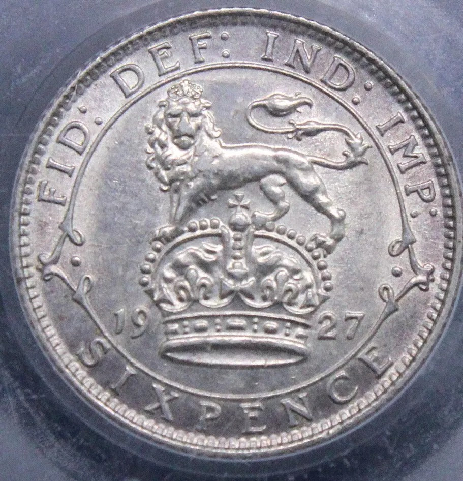 6 pence 1927 (first Rev) George V. S.4034. CGS 80 UNC
