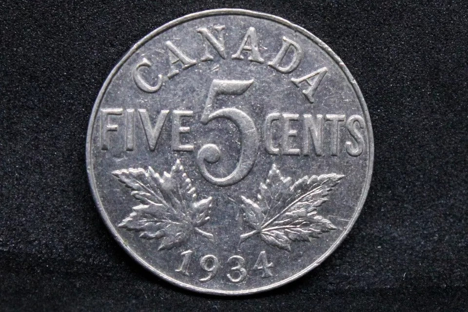 5 cents 1934 Canada, George V. KM-23. aUNC