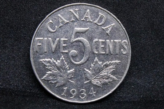 5 cents 1934 Canada, George V. KM-23. aUNC
