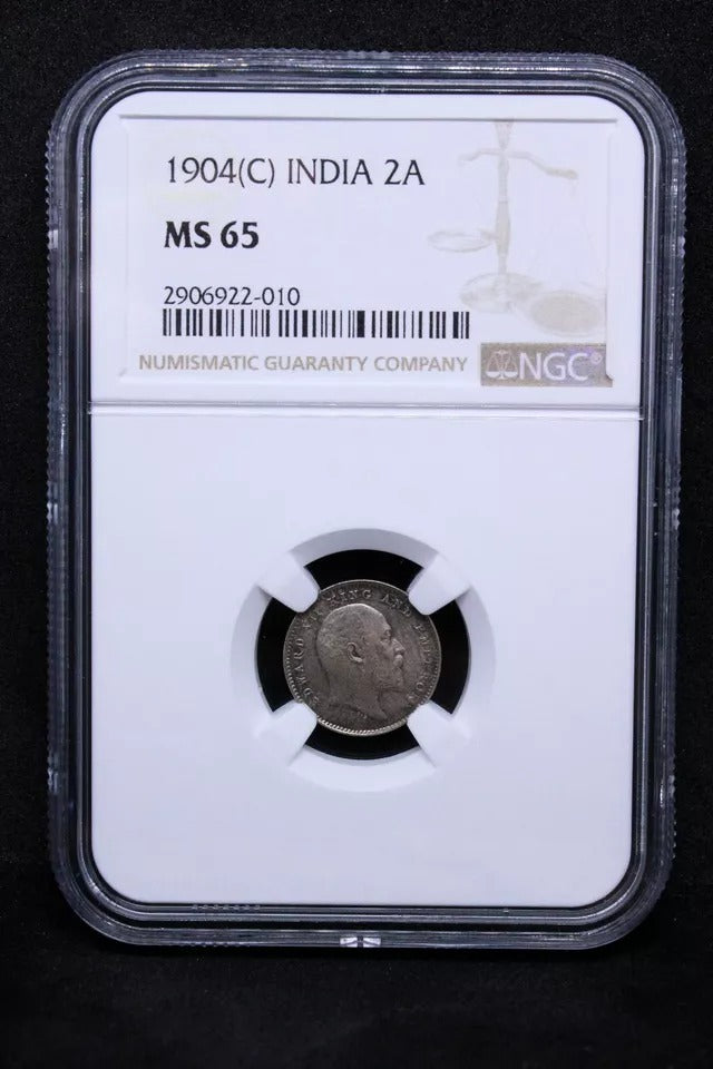 1904 India-British 2 Annas George V KM 505 UNC NGC MS65 SOLD..
