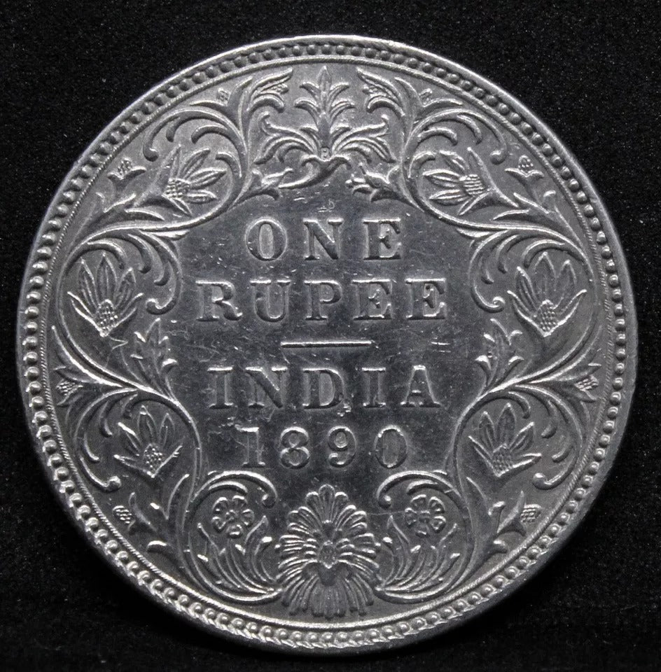 1890-B Rupee, Queen Victoria, British-India. KM-492 GEF cleaned