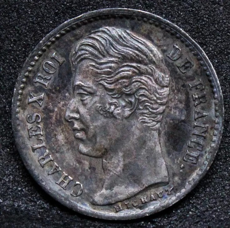 1/4 Franc 1827-A. France, Charles X. KM-722. aUNC