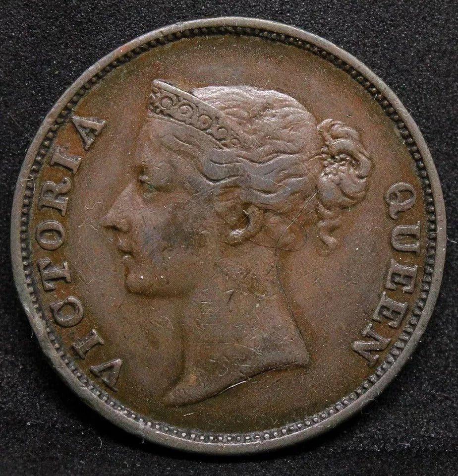 1845 1 Cent, Straits Settlements/East India Company. VF