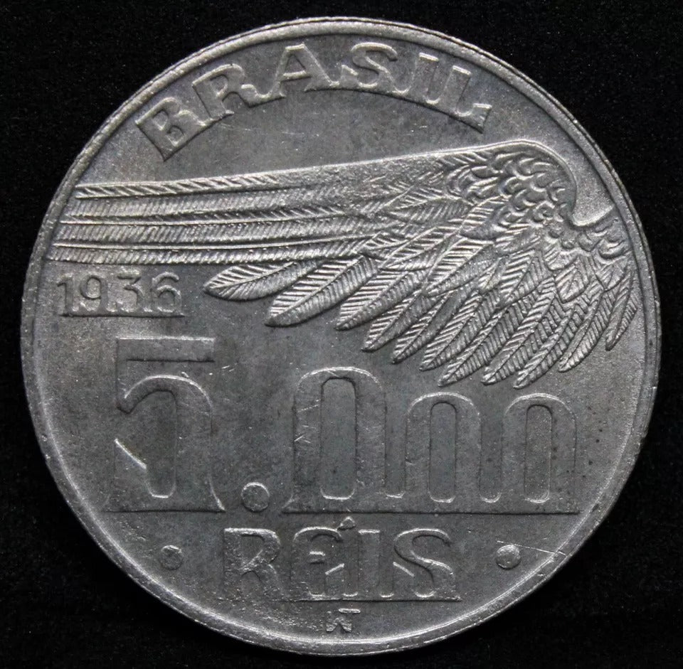 5000 Reis 1936. Brazil silver coin 10g. KM-543 UNC