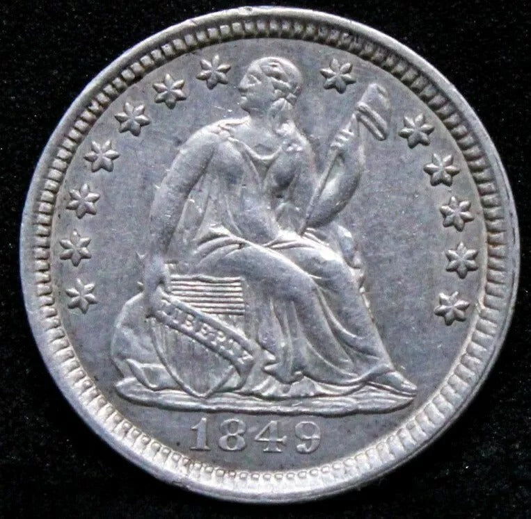 1849 1/2 (Half) Dime, USA Silver Coin UNC (United States America)