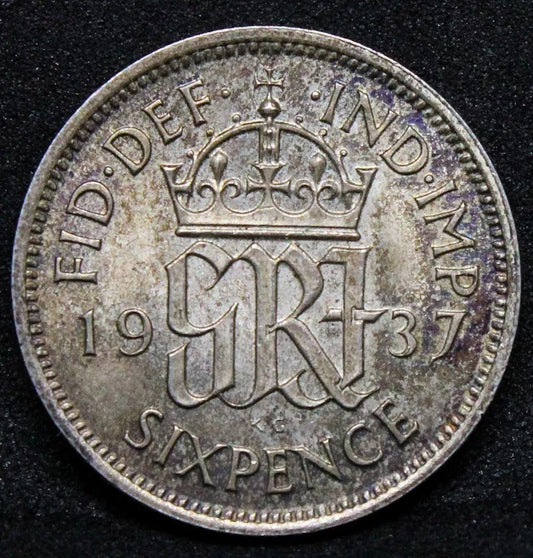 6 pence 1937, George VI Silver. S.4084 UNC
